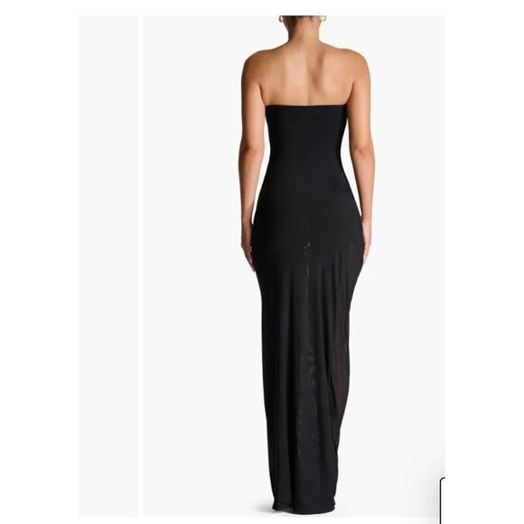 NWT Naked Wardrobe Strapless Shirred Sheer Mesh Body-Con Dress Small - Picture 2 of 7